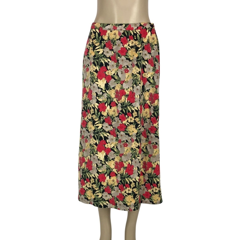 Christopher Banks Multicolor Floral Print‎ Midi Skirt Size 8 Boho Artsy Teacher